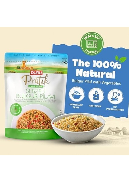Duru Pratik Hazır Yemek – Sebzeli Bulgur Pilavı 250G, Doğal ve Katkısız | Hızlı ve Lezzetli modelleri