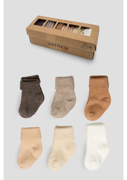 6 Çift Kutulu Newborn Yeni Doğan ve Bebek Çorabı 0-6 Ay