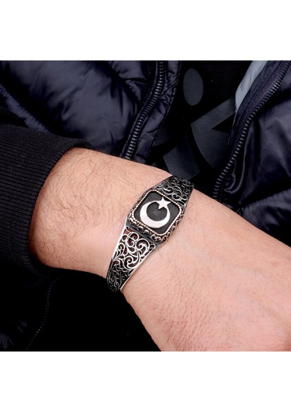 925 Ayar Gümüş Ayyıldız Model Otantik Motif Erkek Bileklik modelleri