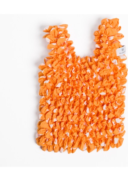 Genişleyen Puantiyeli Turuncu Alışveriş Çantası