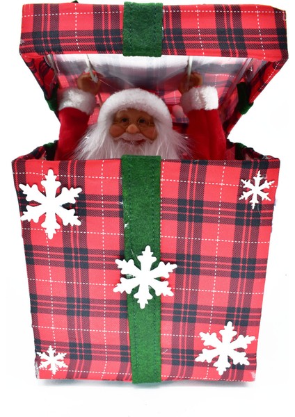 Müzikli Noel Babalı Hediye Kutusu Kırmızı