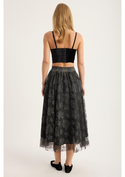 Çiçek Kabartma Tül Etek indirimleri