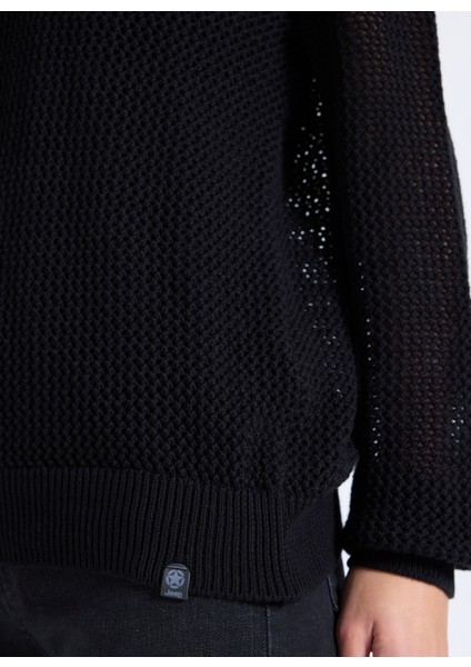 Bisiklet Yaka Relaxed Ajurlu Siyah Kazak Kadın J5WL-KZK7003 indirimleri