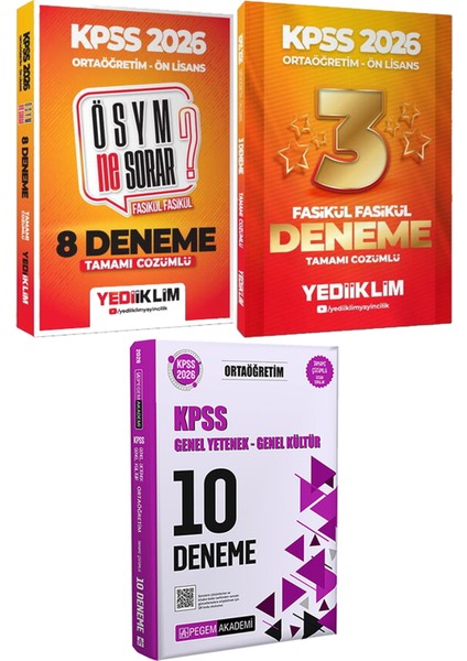 Kpss 2026 Ösym Ne Sorar? 8 Deneme ve Fasikül Fasikül 3 Deneme - 2026 Kpss Ortaöğretim Çözümlü 10 Deneme
