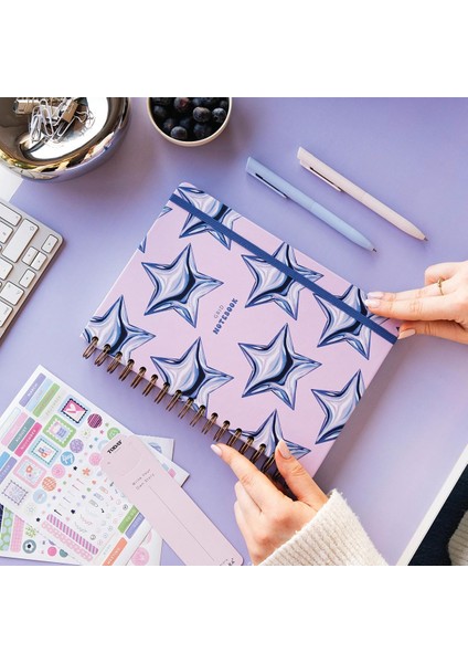 Spiralli Sert Kapak Not Defteri Mavi Yıldız