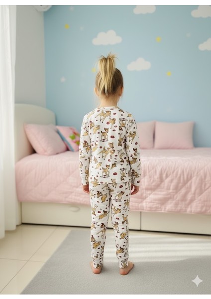 Yeni Sezon Kız Erkek Çocuk Fitilli Pamuk Pijama Takımı modelleri