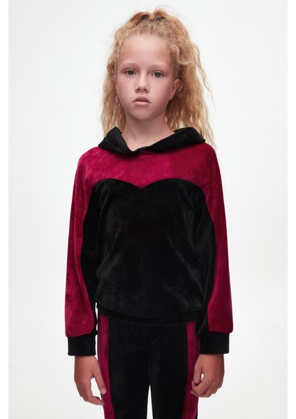 Siyah Kırmızı Kız Çocuk Robalı Kadife Takım fiyatları