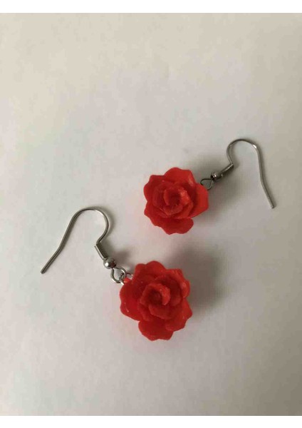 Kırmızı Gül Küpe