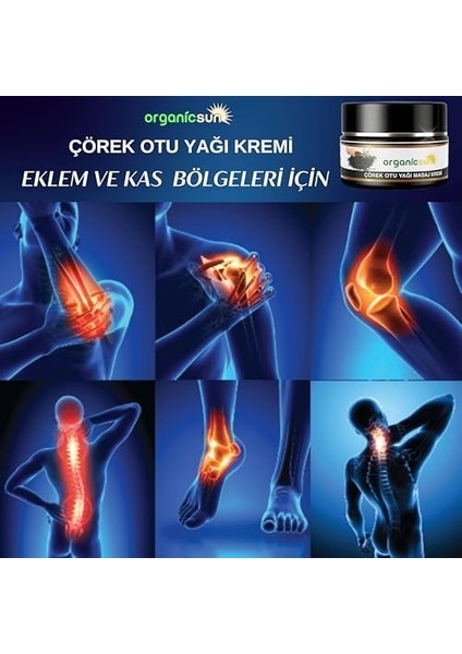 Organicsun Çörek Otu Yağlı Ağrı Masaj Kremi Kas Eklem 100 ml