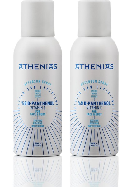 Athenıas Panthenol Spray Güneş Sonrası E Vitamini ve Aloe Vera Kızarık Karşıtı Aftersun 150 ml x 2 Adet