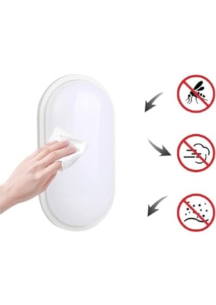 20W Oval Beyaz LED – IP65 Su Geçirmez Tavan/duvar Lambası, 6500K Beyaz Işık, 2000 Lümen, 27X16.7 Cm, Iç ve Dış Mekan Kullanıma Uygun, Balkon Bahçe Aydınlatması modelleri