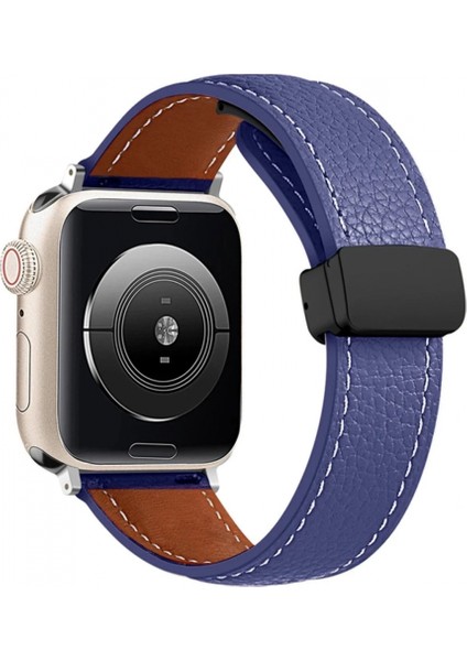 Apple Watch 42MM KR414 Daks Deri Kordon - Lacivert