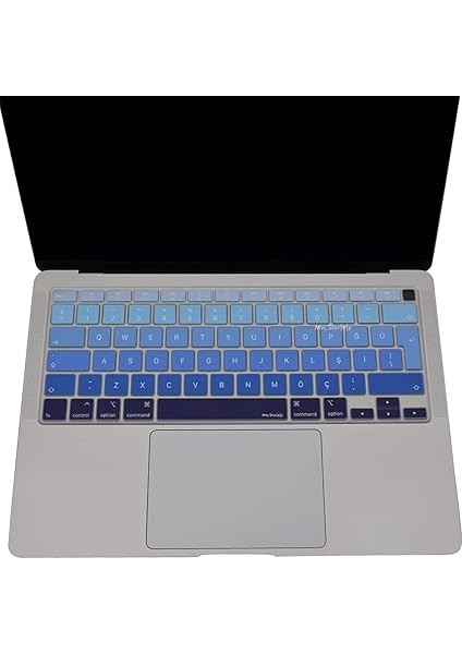 Macbook Air M1 13INÇ Klavye Koruyucu Türkçe Q Ombre A2179 A2337 ile Uyumlu Lacivert Mavi modelleri