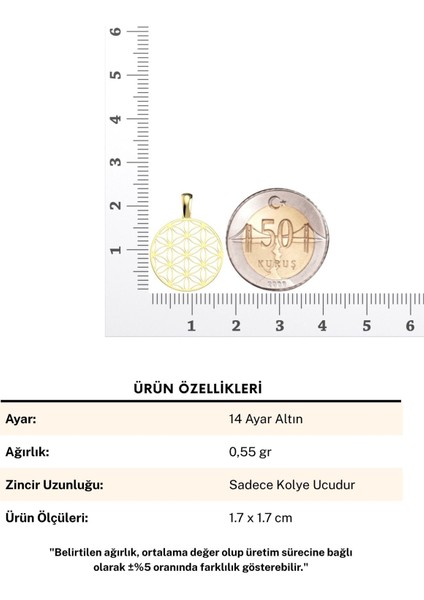 Yaşam Çiçeği 14 Ayar Altın Kolye Ucu indirimleri