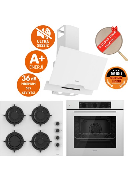 Silenart Ritmo Ultra Sessiz Beyaz Ankastre Set ( D064 -Sa + CS206 -Fa + QBL62CB )