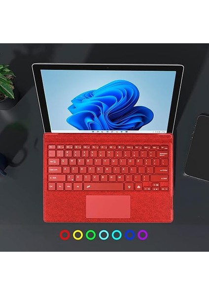 Surface Keyboard Pro 3/4/5/6/7 Bt 5.1 Renkli Arkadan Aydınlatmalı Ince 10M Menzilli Tasarım Surface Pro Klavye Için modelleri
