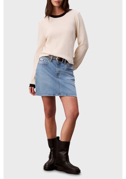 Pamuklu Slim Fit Bisiklet Yaka Kazak LV047D225GYAM Bayan Kazak LV047D225G Yam fiyatları