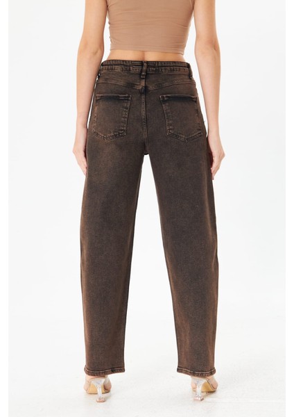 Kadın Kahverengi Skater Balon Kesim Jeans Denim Likralı indirimleri