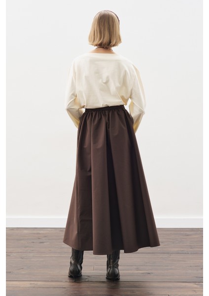 Kayık Yaka Uzun Kol Tshırt Vanilya