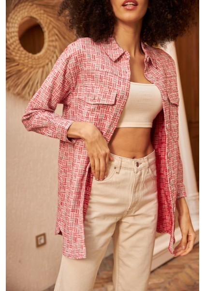Geometrik Desenli Çift Cepli Gömlek Ceket fiyatları