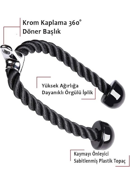 Fitness Triceps Halatı Siyah modelleri