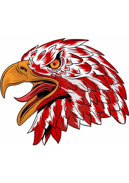 Kırmızı Beyaz Kartal Sticker, Eagle,araba Oto Motosiklet Karavan Sticker 00945