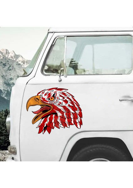 Kırmızı Beyaz Kartal Sticker, Eagle,araba Oto Motosiklet Karavan Sticker 00945 fırsatları