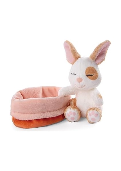 48707 Soft Toy Sleeping Pets Bunny Caramel Dotted In Peach Basket 12CM modelleri