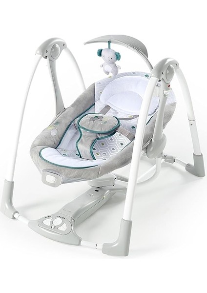 Convertme 2'si 1 Arada Kompakt Taşınabilir Bebek Salıncağı ve Bebek Koltuğu, Pille Çalışan Titreşimler, Otomatik Sallanma, Doğa Sesleri - Nash