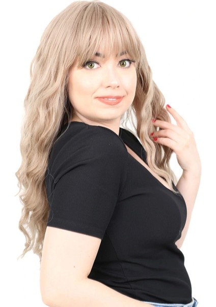 Perçemli Uzun Su Dalgası Fiber Sentetik Peruk- Küllü Bebek Sarı fiyatları