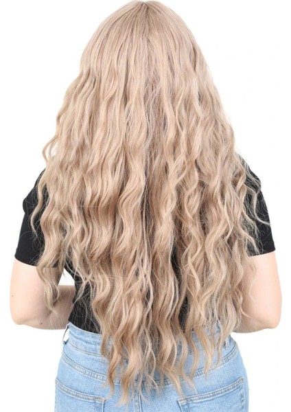 Perçemli Uzun Su Dalgası Fiber Sentetik Peruk- Küllü Bebek Sarı fırsatları