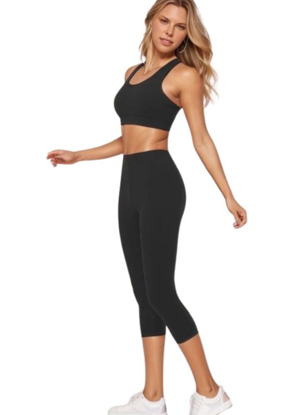 Kadın Pamuklu Esnek Günlük Kapri Tayt