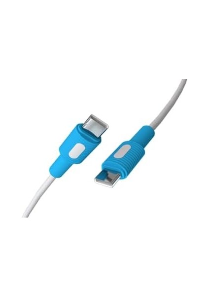 Type C-C Power Delivery Hızlı Şarj Kablosu, Beyaz Kablo, Beyaz/mavi Uçlar (150 Cm) modelleri