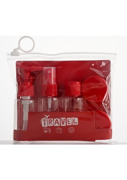 Seyahat Şişeleri Seti, 6 Parça, Sprey ve Pompalı Şişeler, Krem Kapları, Şeffaf Taşıma Çantalı, Uçak Bagajı Uyumlu, Kırmızı Spatulalı fiyatları