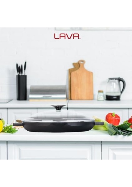 Cam Kapaklı Düz Zeminli Döküm Demir Tava, 26 cm fiyatları