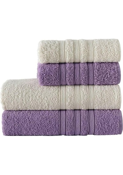 Pamuklu 50X90-70X140 cm 4'lü Banyo Havlu Seti (Krem) modelleri