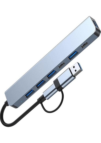 Gn-33 Multiport Type C ve USB Girişli 7 In 1 Adaptör Hub Çoğaltıcı Tamamı Alüminyum Kasa indirimleri