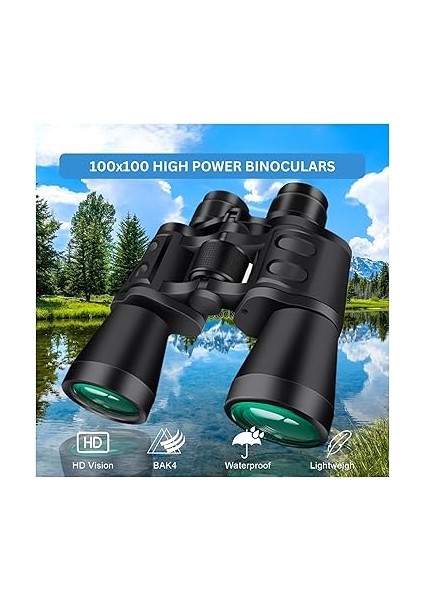 El Dürbünü – 100X Büyütme Kapasitesi ve 100 mm Lens Çapı, 1000 Metrede 56 Metre Görüş Alanı, Su Geçirmez Kauçuk Tasarım, Taşıma Çantalı, Kamp Doğa ve Güvenlik Için Hd El Dürbünü fiyatları