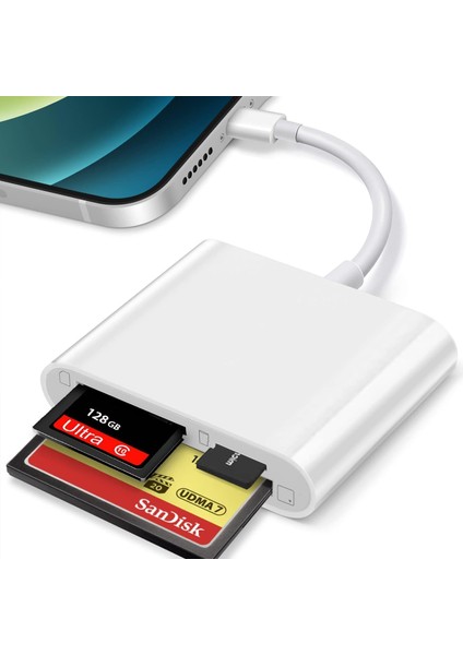 Tip C Kart Okuyucu 3in1, Cf Tf Sd Card Reader iPad ile Uyumlu, Sd Kart Adaptörü, Hafıza Kartı Okuyucu Type C ile Uyumlu (ZR498 - Type-C Kablo)