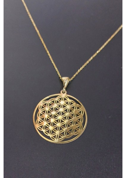 925 Ayar Gümüş 24 Ayar Altın Kaplama Yaşam Çiçeği Kolye