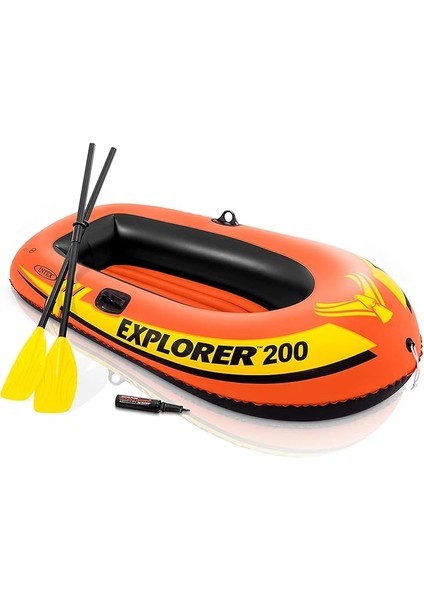 58331 Explorer 200 Bot+Kürek+Pompa Set 185 Cm, Su Sporları, Plaj Malzemesi, Şişme Ürün, Yüzme Aksesuarı, Kamp, Dalış, Güvenlik