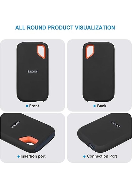 Silicone Taşıma Çantası Için Sandisk Extreme Portable SSD 500GB 1tb 2tb 4tb 8tb External Solid State Drive, Silikon Koruyucu Kılıf Için Sandisk Ssd, Seyahat Poşeti Depolama Çantası, Siyah indirimleri