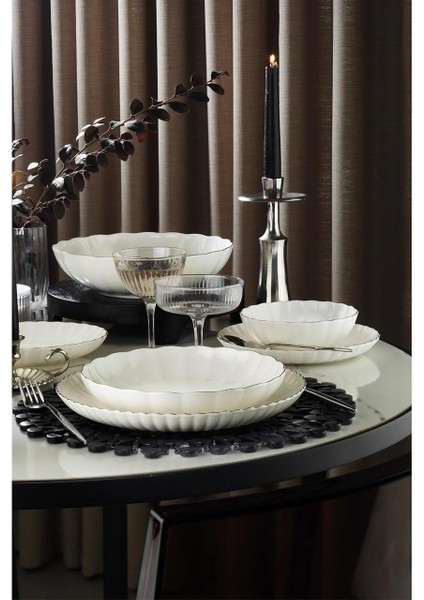 Luz Form 27 Parça 6 Kişilik Yemek Takımı Platin