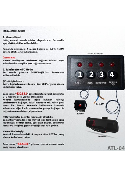 Taksi Levhası Yeni Nesil Çok Fonksiyonlu Atl-04
