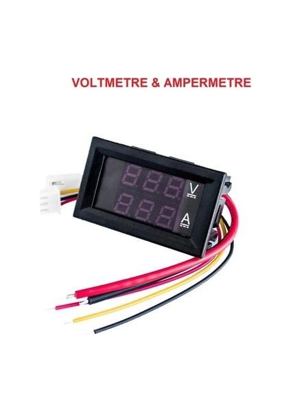 Hatfon Voltmetre & Ampermetre Dual Digital (0 ~ 30V / 0 ~ 100A ) G.y. Dc Şöntlü