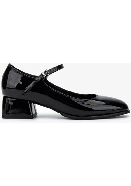 Kadın Suni Deri Siyah Rugan Topuklu Ayakkabı 1073 26V81 Bn Ayk SK25-26 Sıyah Rgn