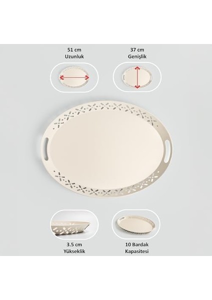 Metal Lalin Tepsi, Metal Tepsi, Servis Tepsisi, Romantik Tepsi, Büyük Tepsi, Çay Kahve Tepsisi Krem fiyatları