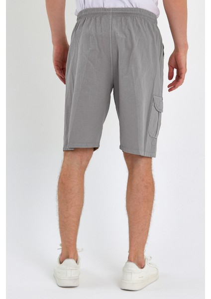 Yazlık Keten Görünümlü Kargo Cep Lastikli, Bol Kesim Toprak Renk Şort 201-6 modelleri