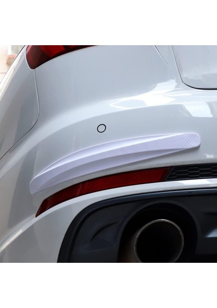 2 Adet Beyaz Universal Karbon Araba Çarpışma Önleyici Esnek Tampon Koruyucu Şerit modelleri