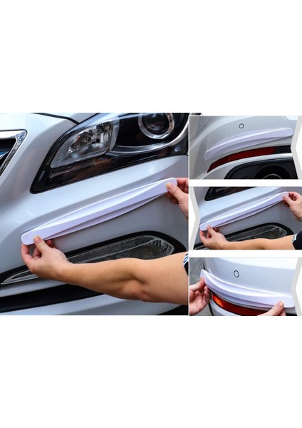 2 Adet Beyaz Universal Karbon Araba Çarpışma Önleyici Esnek Tampon Koruyucu Şerit fırsatları